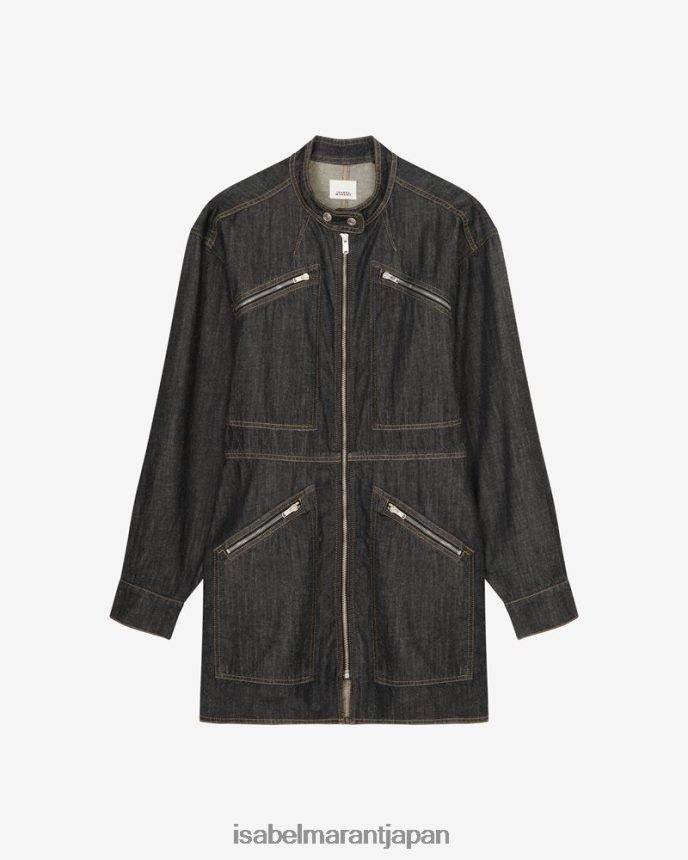 衣類 jp Isabel Marant 女性 ファネリーデニムドレス 色あせた黒 PRT240105