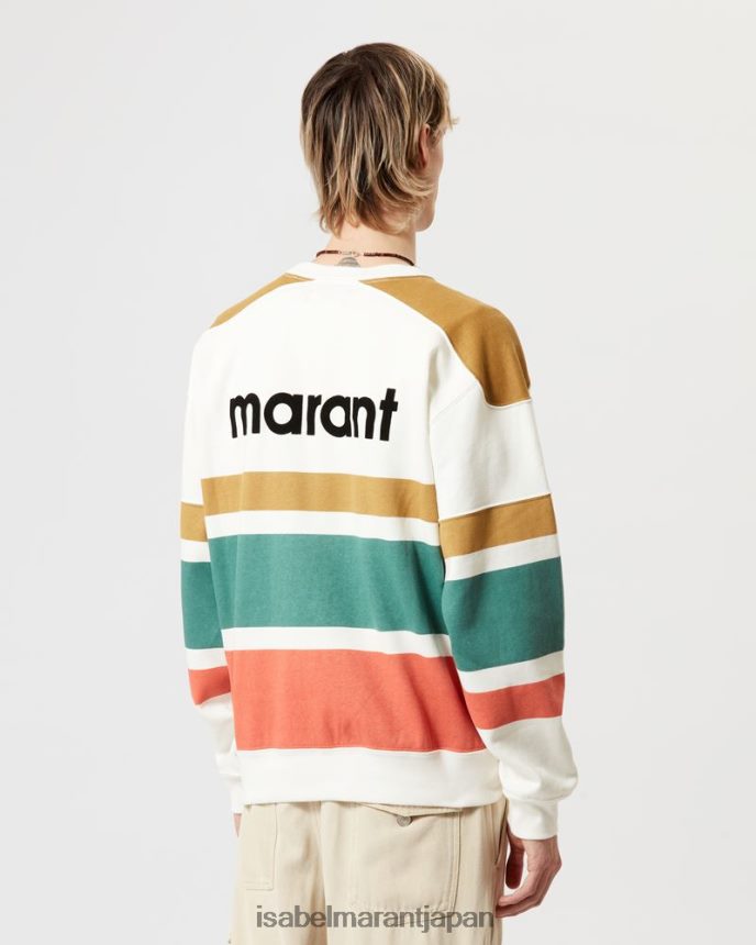 衣類 jp Isabel Marant 男性 メヨアン ストライプ ロゴ スウェットシャツ カーキ PRT2401333