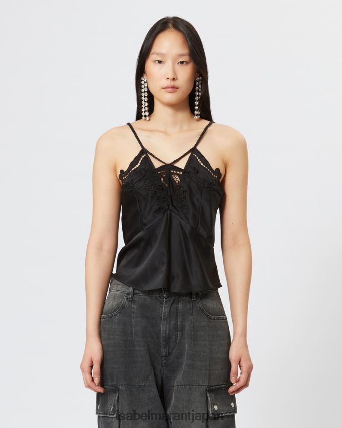 衣類 jp Isabel Marant 女性 ジョイズシルクトップ 黒 PRT240191