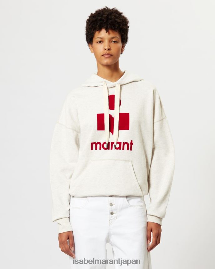 衣類 jp Isabel Marant 女性 マンセル オーバーサイズ フード付きスウェットシャツ エクリュ/レッド PRT240392