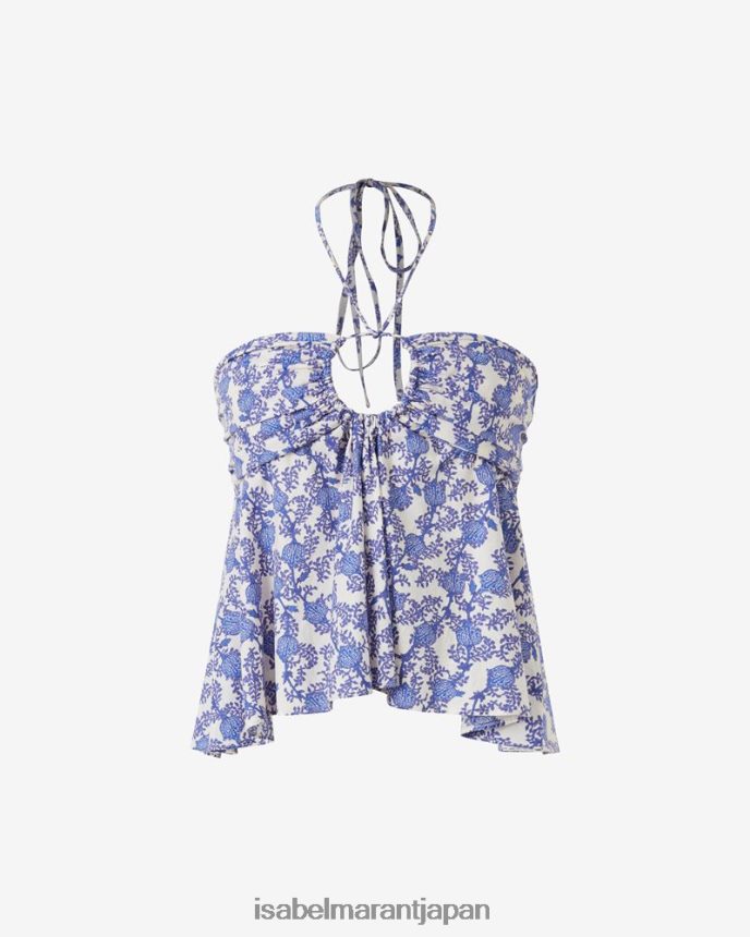 衣類 jp Isabel Marant 女性 ガバオの花柄プリントコットントップス ロイヤルブルー PRT240515