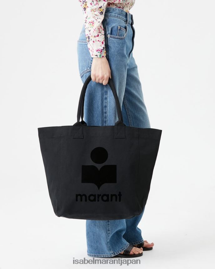 アクセサリー jp Isabel Marant ユニセックス 円形のコットンハンドキャリーバッグ 黒 PRT240956