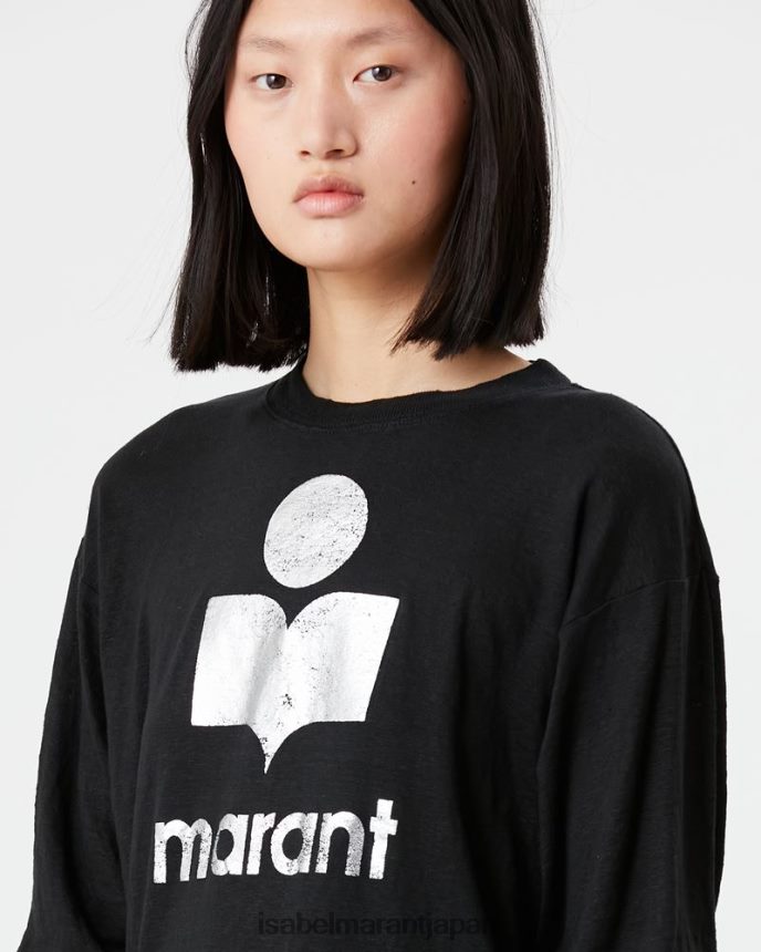 衣類 jp Isabel Marant 女性 クロウィアリネンTシャツ 黒 PRT240433