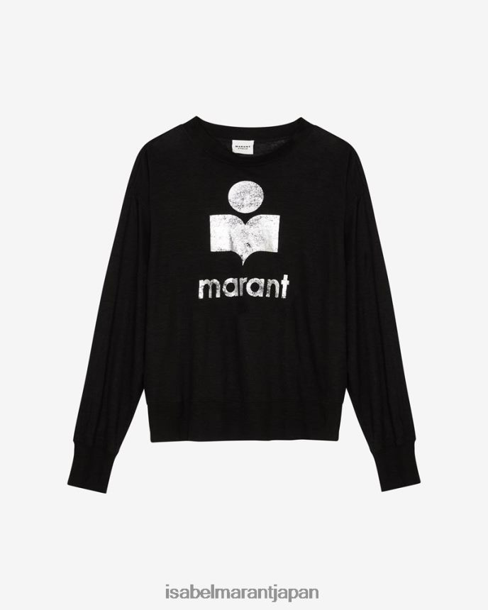 衣類 jp Isabel Marant 女性 クロウィアリネンTシャツ 黒 PRT240433